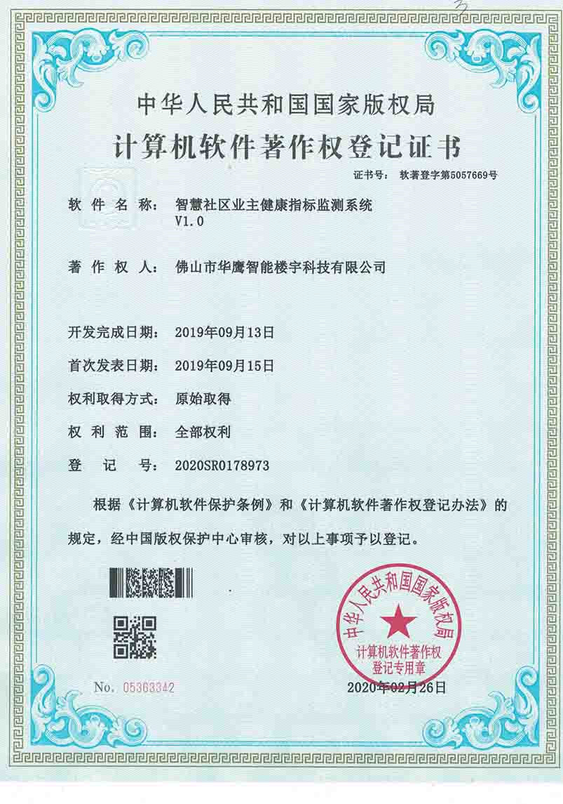 軟件著作權-智慧社區業主健康指標檢測系統